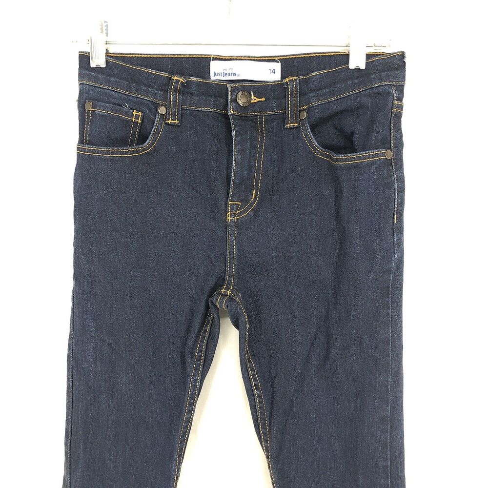 Just Jeans Skinny Mid Rise Dark Wash Blue Denim Jeans Juniors 14 (28x29)